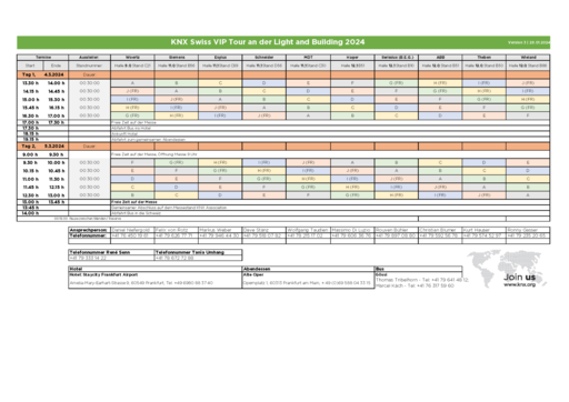 KNX Swiss VIP Tourplan